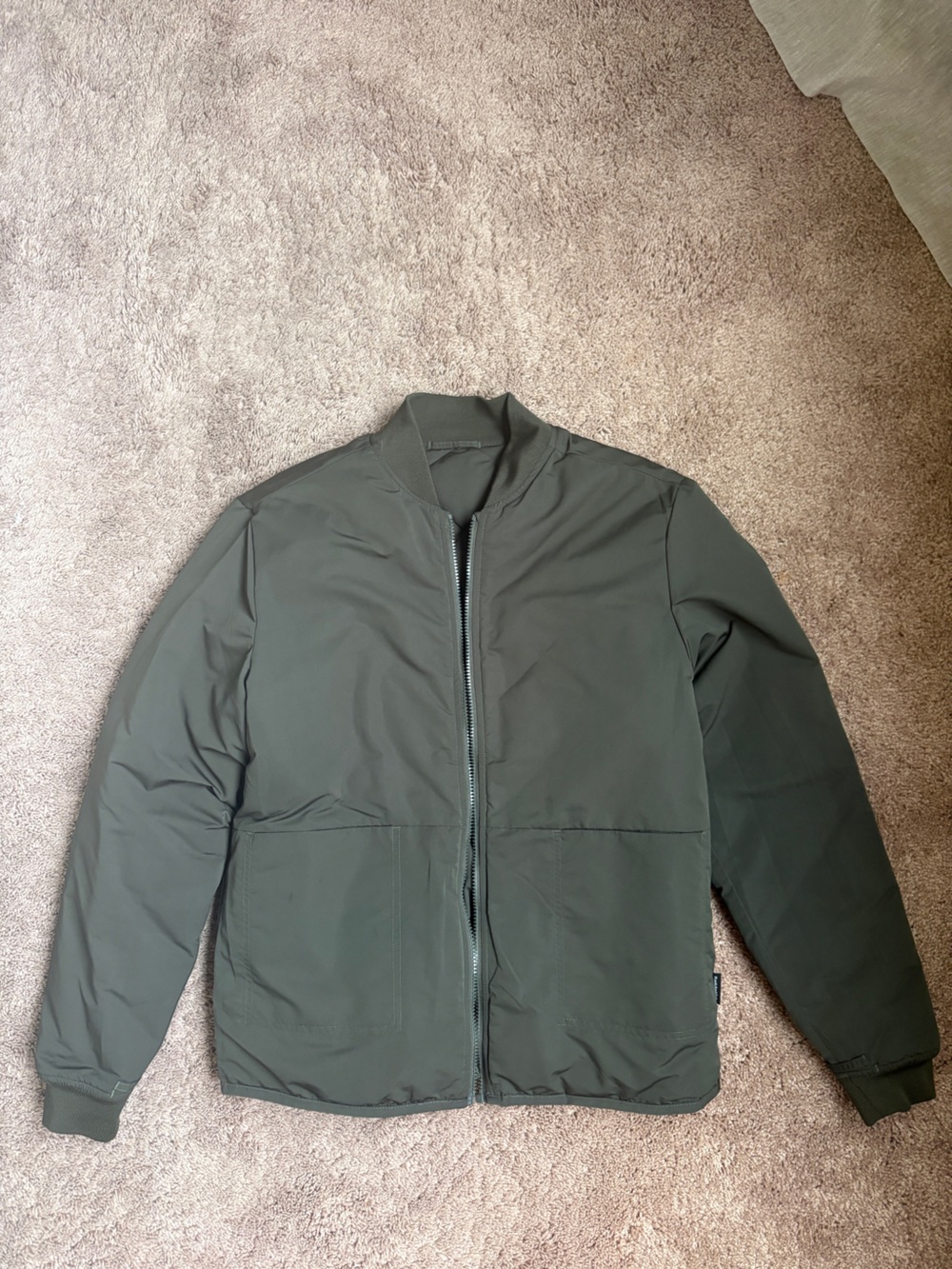 Frank & Oak reversible Quilted Olive Bomber Jacket